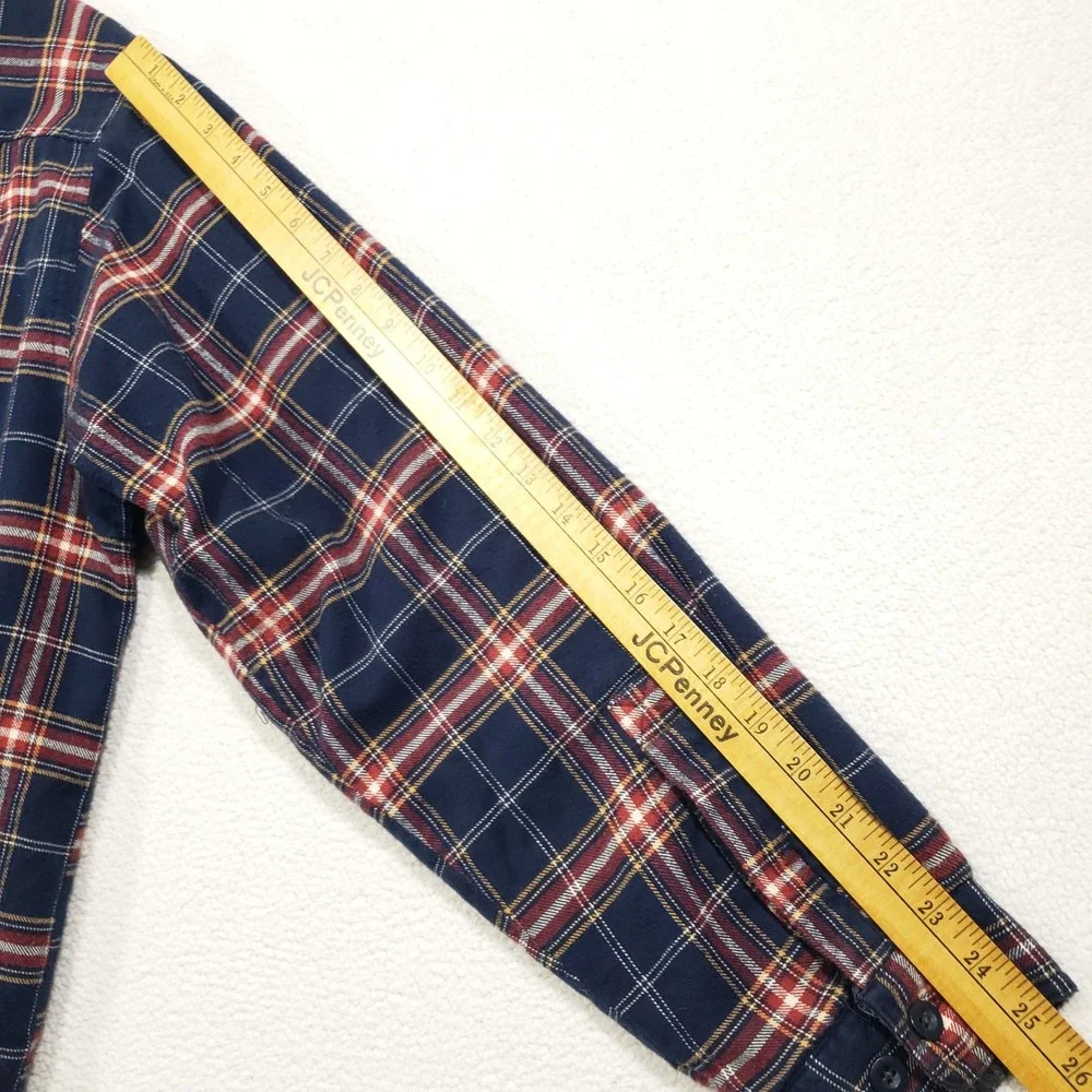 L.L. Bean Fleece Lined Flannel Shirt Jacket Mens Large Blue Red Plaid Shacket